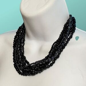 CHICO'S Multi Strand Black Beads Boho Necklace